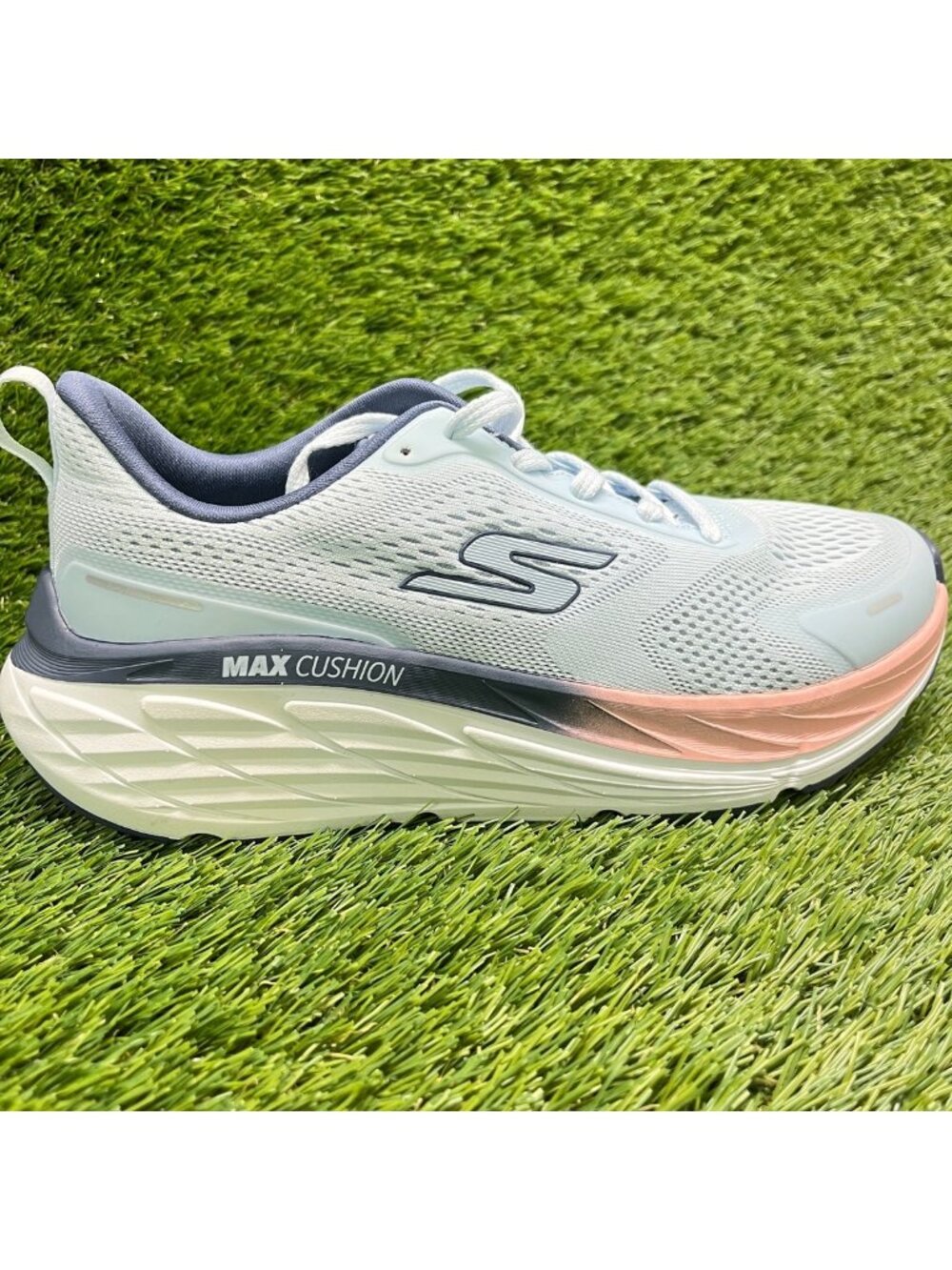 Skechers Max Cushioning Elite 3 Womens Size 7 Blue White Running Shoes Sneakers